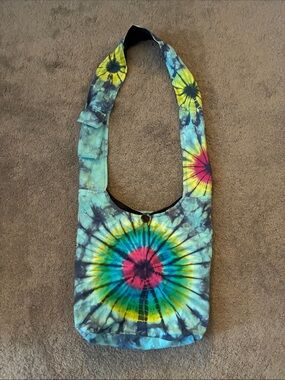 Tie-Dye Shoulder Bag in Blue, Yellow & Pink